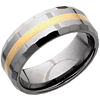 Beveled 8mm Tungsten Wedding Band with Flat Facets and 18KT Gold Inlay