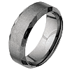 Beveled 8mm Tungsten Band with Facets and Stone Finish