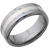Pipe Cut 8mm Tungsten Wedding Band with Sterling Silver Inlay