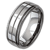 8mm Tungsten Ring with Rounded Flat Edges and Groove