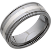 8mm Tungsten Wedding Band with Rounded Edges and Sterling Silver Inlay