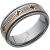 8mm Tungsten Wedding Band with Rounded Edges and Shakudo and Sterling Silver Inlay