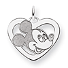 Mickey Heart Charm 5/8in - Sterling Silver