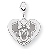 Minnie Heart Charm 5/8in - Lobster Clasp