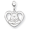 Winnie the Pooh Heart Charm 5/8in - Lobster Clasp