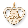 Winnie the Pooh Heart Charm 5/8in - Gold-Plated