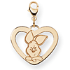 Piglet Heart Charm 5/8in - Lobster Clasp