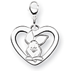 Piglet Heart Charm 5/8in - Lobster Clasp