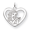 Snow White Heart Charm 5/8in - Jump Ring