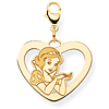 Snow White Heart Charm 5/8in - Lobster Clasp