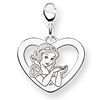 Snow White Heart Charm 5/8in - Lobster Clasp