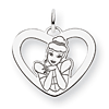 Cinderella Heart Charm 5/8in - Sterling Silver