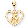 Cinderella Heart Charm 5/8in - Lobster Clasp
