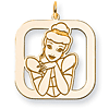 Cinderella Square Charm 1in - Jump Ring
