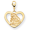 Aurora Heart Charm 5/8in - Lobster Clasp
