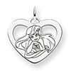 Ariel Heart Charm 5/8in - Sterling Silver