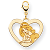 Jasmine Heart Charm 5/8in - Lobster Clasp