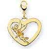 Tinker Bell Heart Charm 5/8in - Lobster Clasp