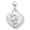 Tinker Bell Heart Charm 5/8in - Lobster Clasp