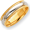 18k Yellow Gold and Platinum Comfort Fit Milgrain Band 6mm - Clearance