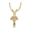 10k Black Hills Gold Rose Cross 7mm x 12mm