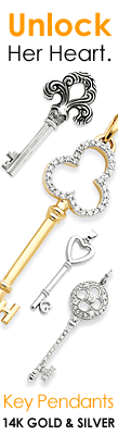 Key Pendants in Gold and Silver