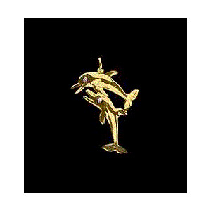 14KT Gold Dolphin School Pendant with Diamonds
