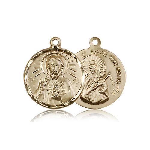 14kt Yellow Gold 7/8in Round Scapular Medal