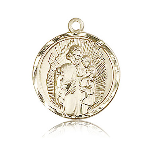 14k Yellow Gold 7/8in Round St Joseph Medal