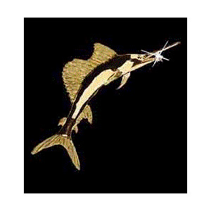 14KT Gold Sailfish Pendant with Diamond