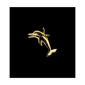 14KT Gold Small Dolphin Pendant with Diamond Eyes