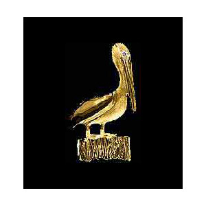 14KT Gold Pelican Pendant with Diamond Eye