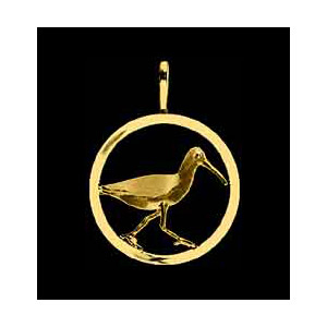 14KT Gold Sandpiper 3D Pendant