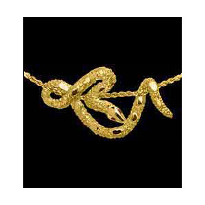 14KT Gold Serpent Pendant with Ruby Eyes