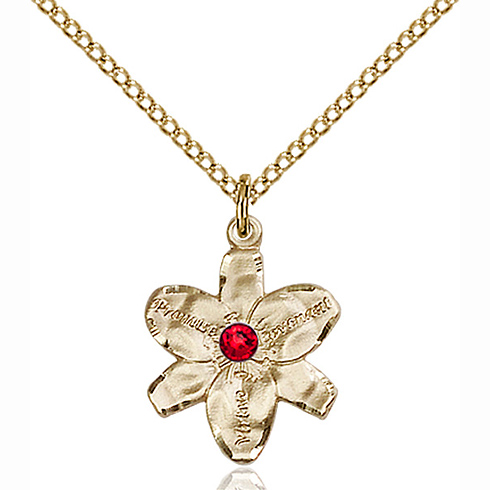Gold Filled 5/8in Chastity Pendant with 3mm Ruby Bead & 18in Chain ...