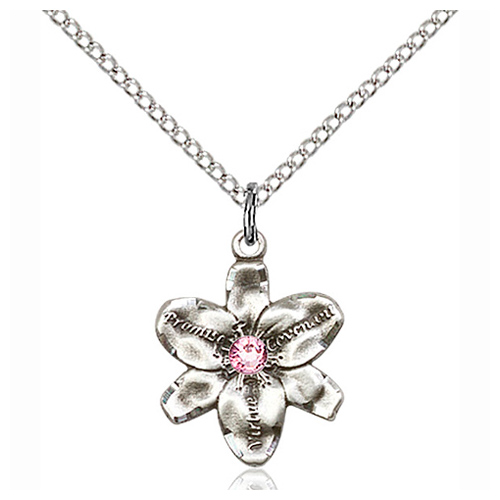 Sterling Silver 5/8in Chastity Pendant Light Amethyst Bead 18in Chain