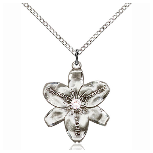 Sterling Silver 7/8in Chastity Pendant with Crystal Bead & 18in Chain