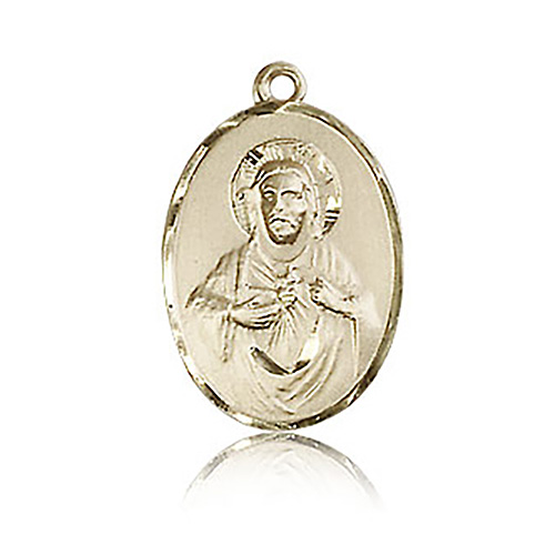 14k Yellow Gold Oval Plain Scapular Medal 3/4in