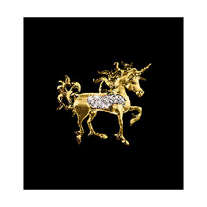 14KT Gold Unicorn Pendant with Diamonds