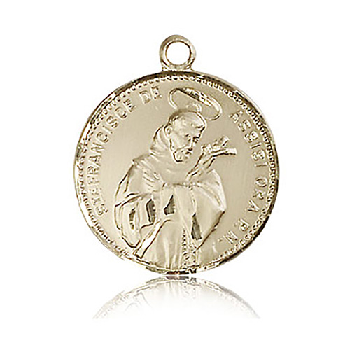 14kt Yellow Gold 7/8in St Francis Medal