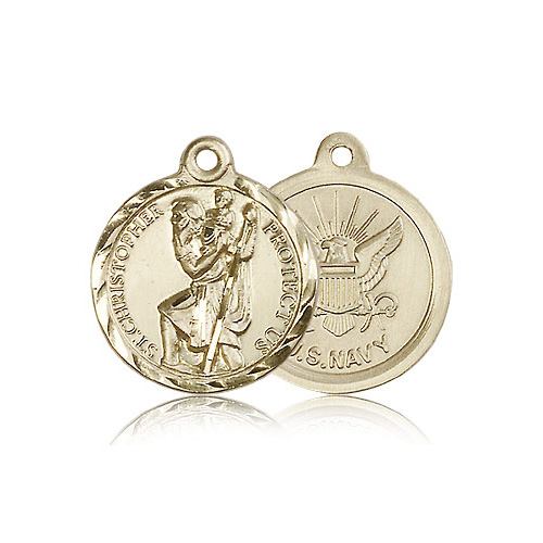 14kt Yellow Gold 7/8in St Christopher US Navy Medal