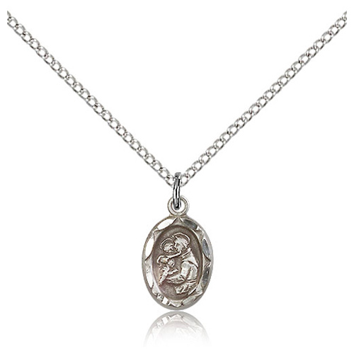 Sterling Silver 1/2in St Anthony Charm & 18in Chain