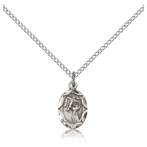 Sterling Silver 1/2in St Francis Charm & 18in Chain
