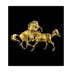 14KT Gold Horse Duet Pendant