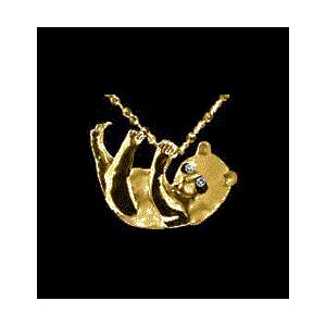 14KT Gold Panda Bear Pendant with Diamond Eyes