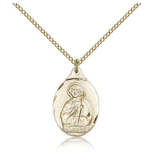 Gold Filled 7/8in St Jude Medal & 24in Chain