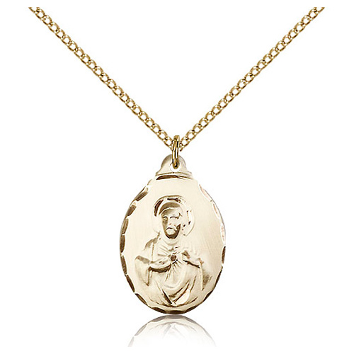 Gold Filled 7/8in Scapular Medal & 18in Chain