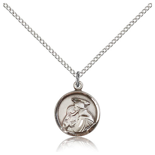 Sterling Silver 5/8in St Anthony Charm & 18in Chain