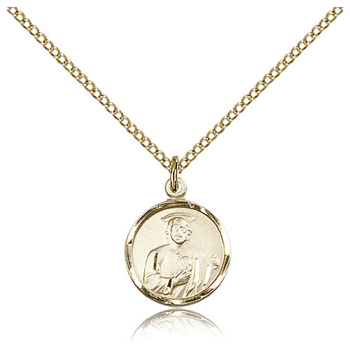 Gold Filled 5/8in Round St Jude Medal & 18in Chain