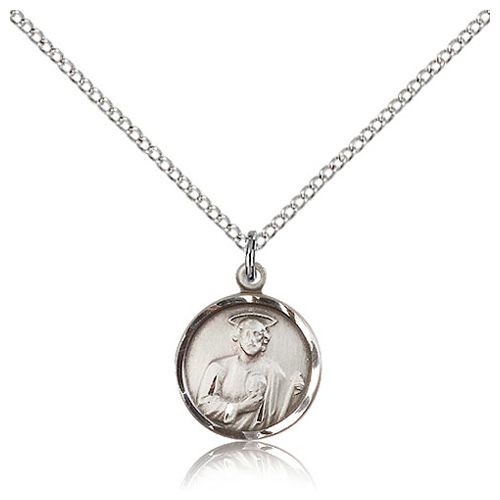 Sterling Silver 5/8in Jude Medal Charm & 18in Chain